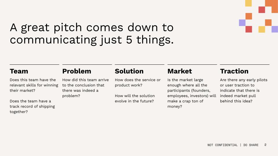 Your pitch deck only needs 5 slides Hustle Fund